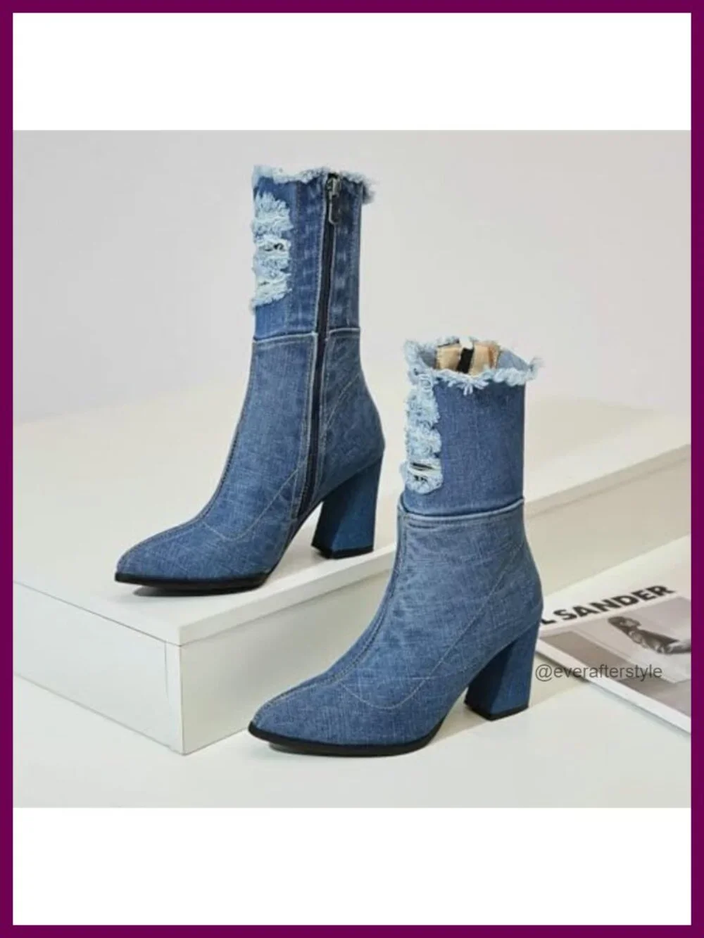 Women's Denim Thigh High Over the Knee Cutout Boots